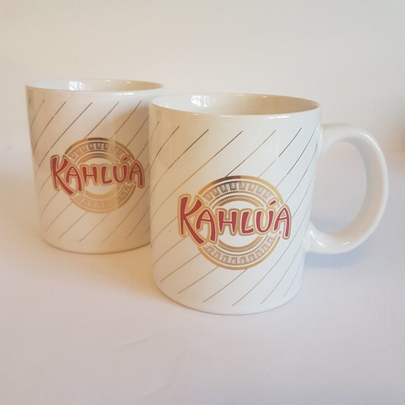 Set of 2 Vintage Kahlua Liqueur Mugs Teacups White Red Gold Kahlua Coffee Mugs - Picture 3 of 16